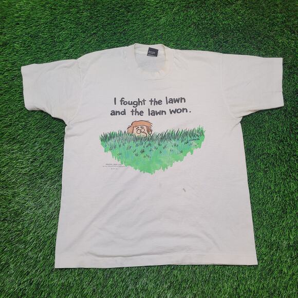 Screen Stars Other - VTG 90s Funny Lawn Mowing Dad Joke T-Shirt Large Made In USA